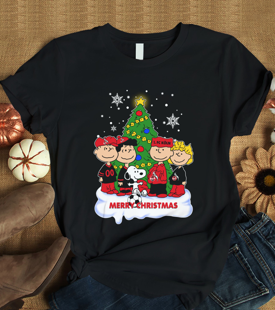 Merry Christmas 1. FC Köln Peanuts Characters Snowflakes T-Shirt