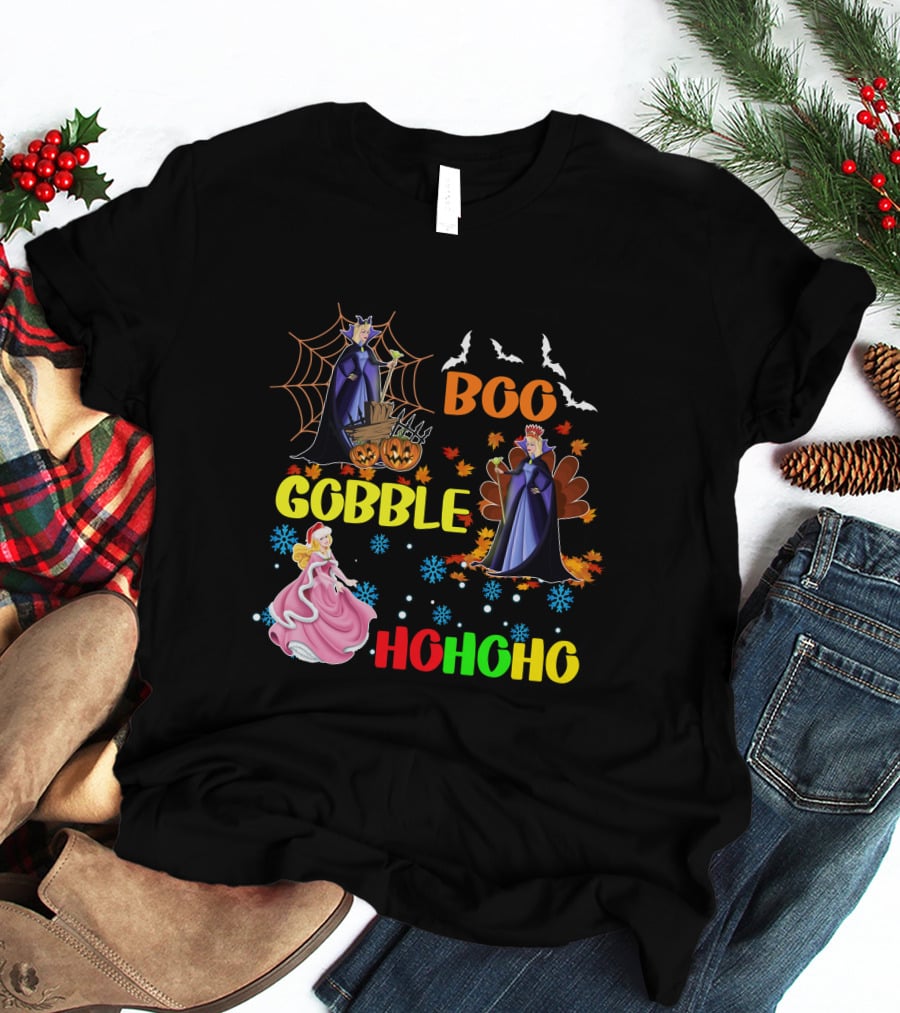 Aurora Boo Gobble Ho Ho Ho HalloThanksMas T-Shirt
