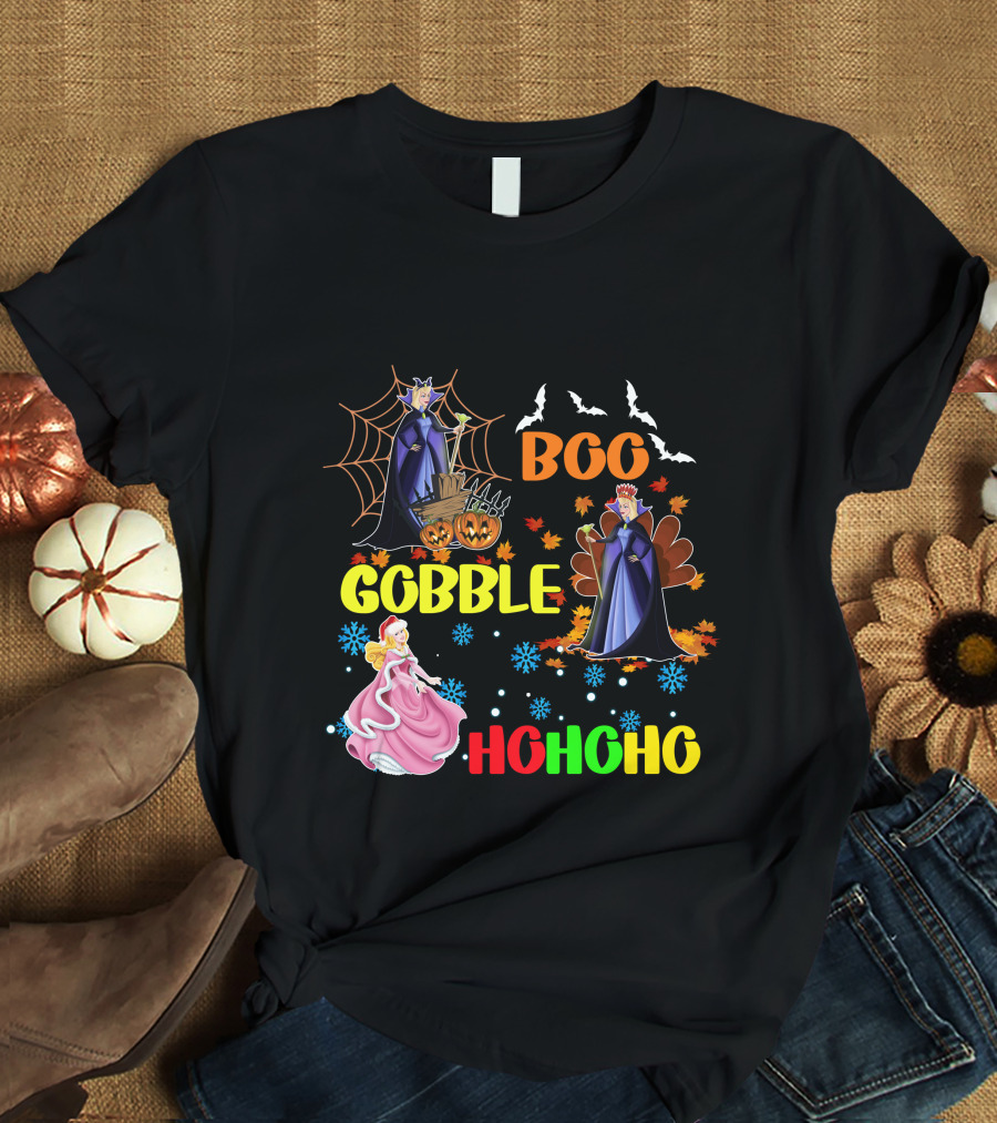 Aurora Boo Gobble Ho Ho Ho HalloThanksMas T-Shirt