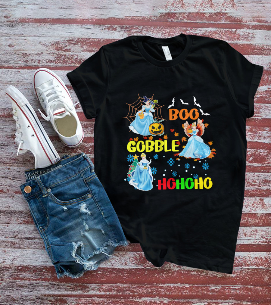 Cinderella Boo Gobble HoHoHo HalloThanksMas Holiday Mashup T-Shirt