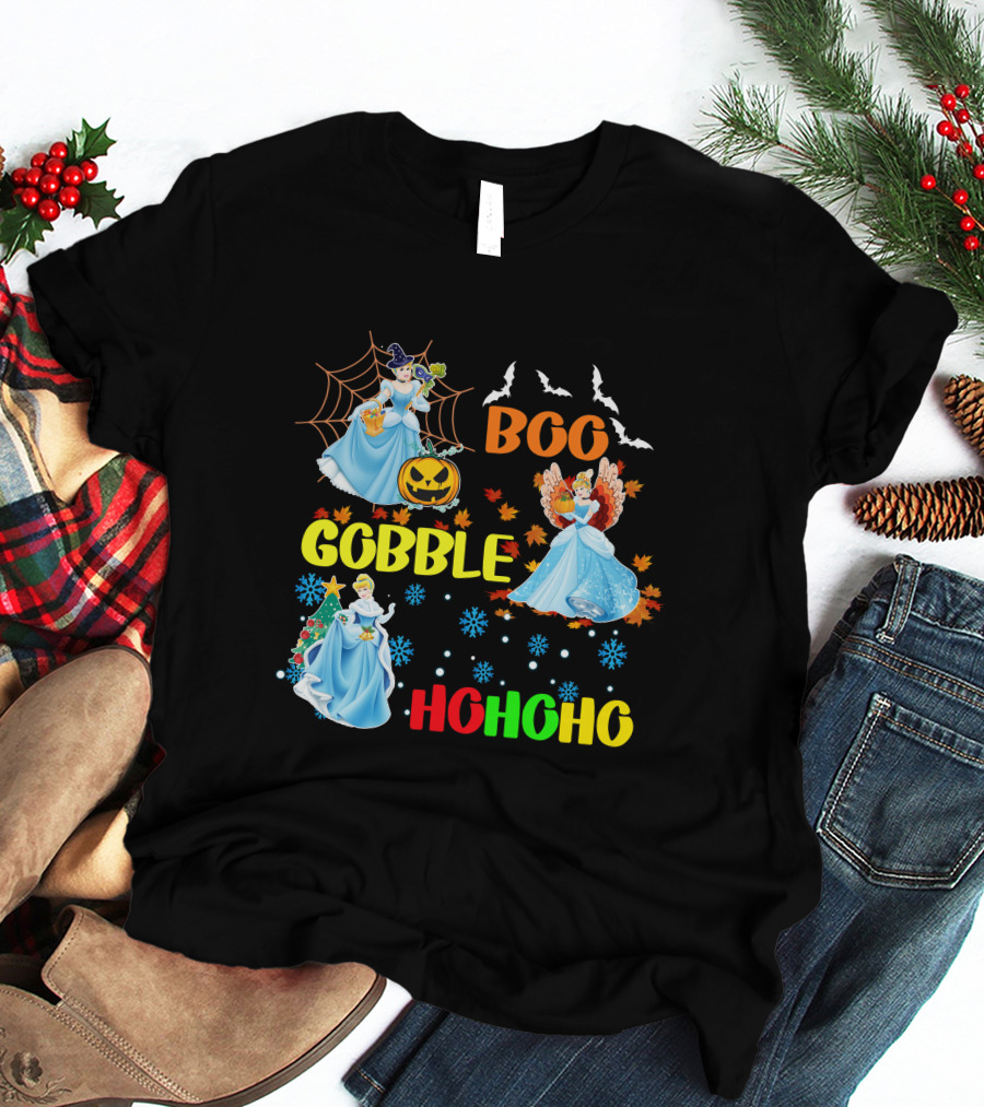 Cinderella Boo Gobble HoHoHo HalloThanksMas Holiday Mashup T-Shirt