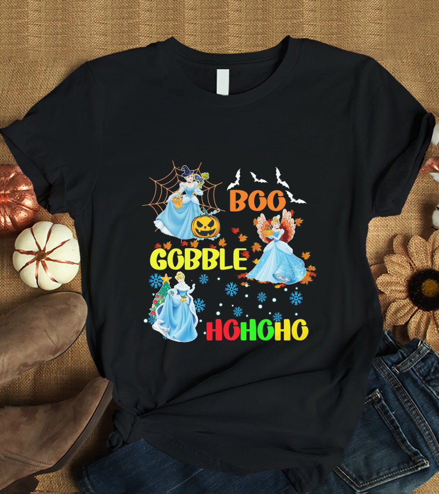 Cinderella Boo Gobble HoHoHo HalloThanksMas Holiday Mashup T-Shirt