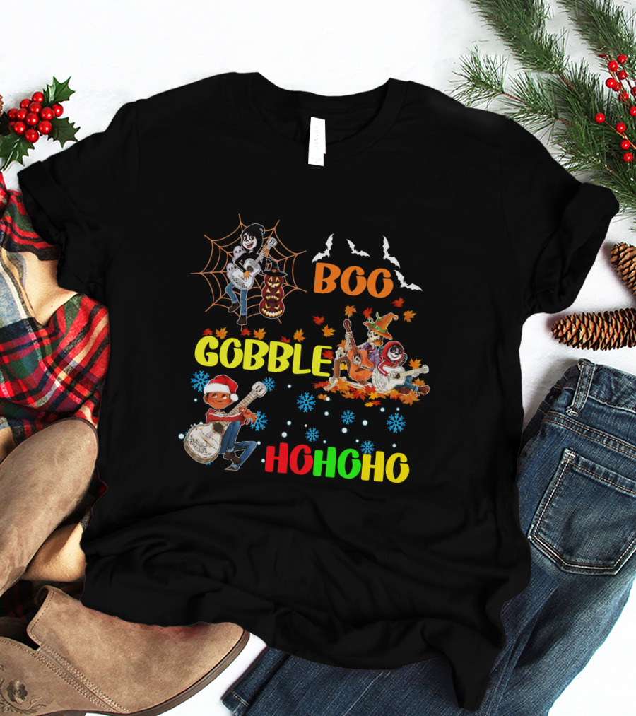 Boo Gobble HoHoHo Coco HalloThanksMas T-Shirt