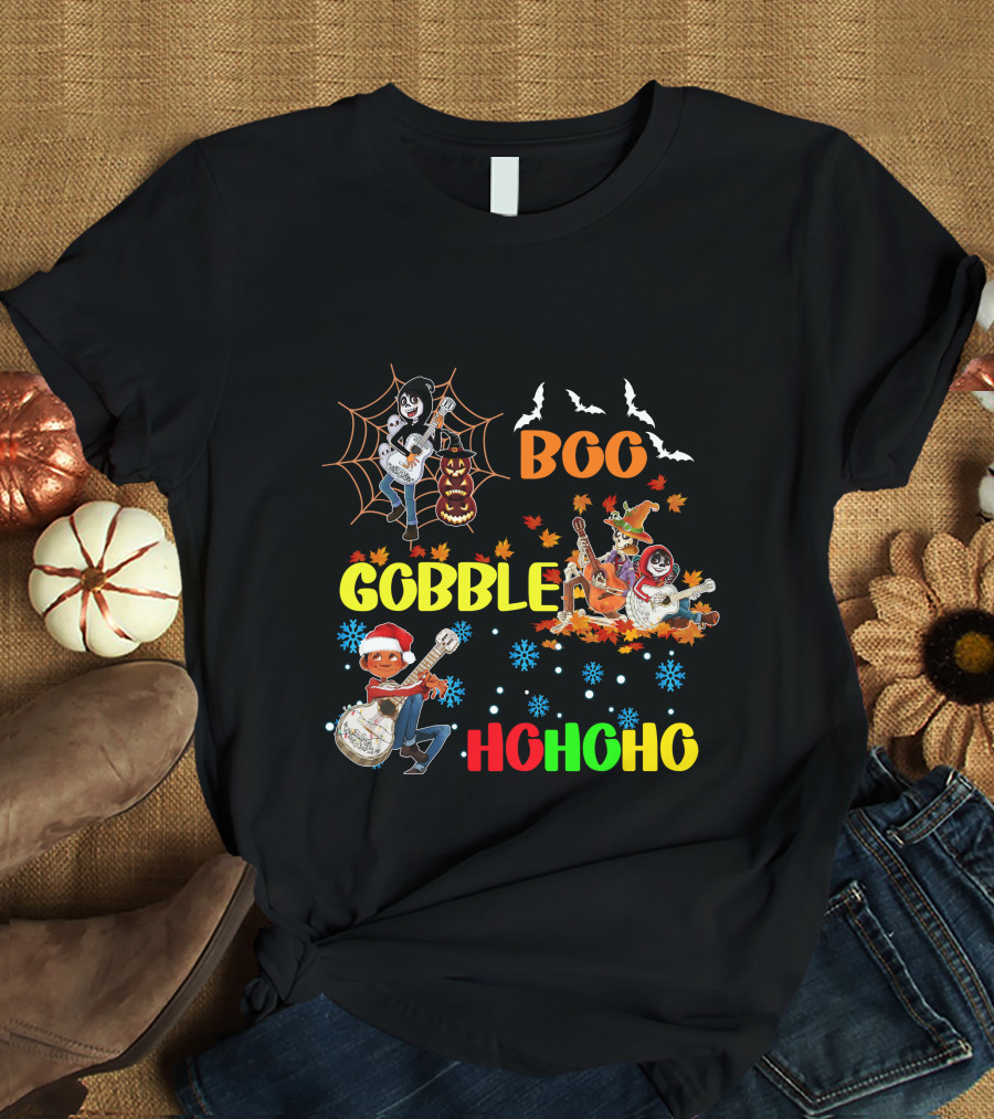 Boo Gobble HoHoHo Coco HalloThanksMas T-Shirt