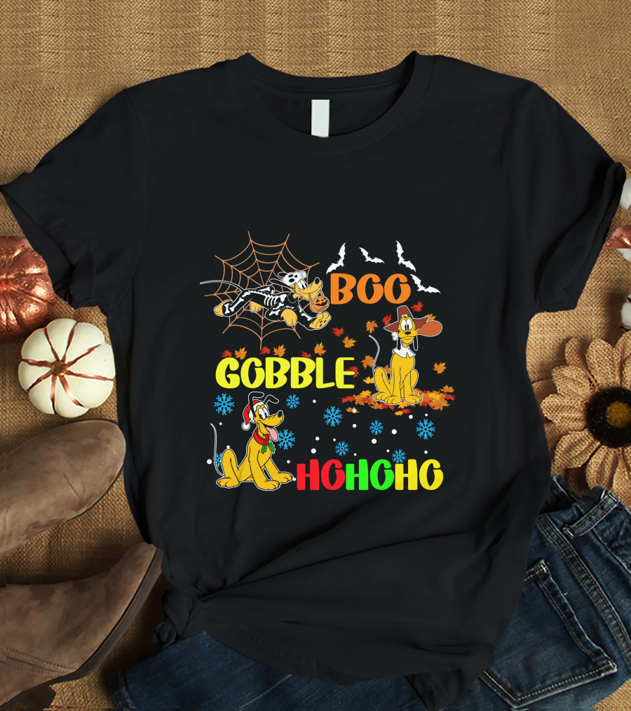 BOO Gobble HoHoHo Pluto HalloThanksMas T-Shirt
