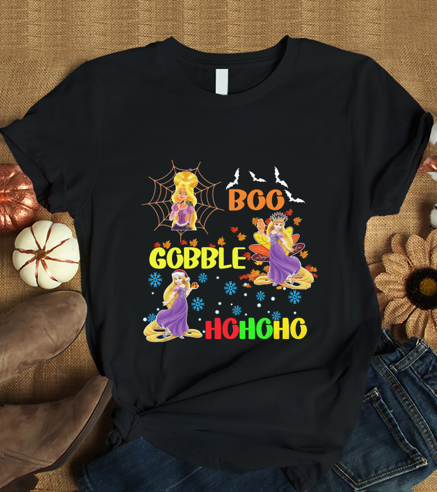 Rapunzel Boo Gobble HoHoHo HalloThanksMas T-Shirt