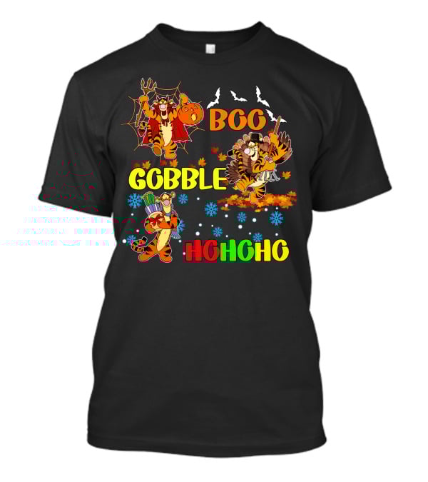 Tigger Boo Gobble Ho Ho Ho HalloThanksMas T-Shirt