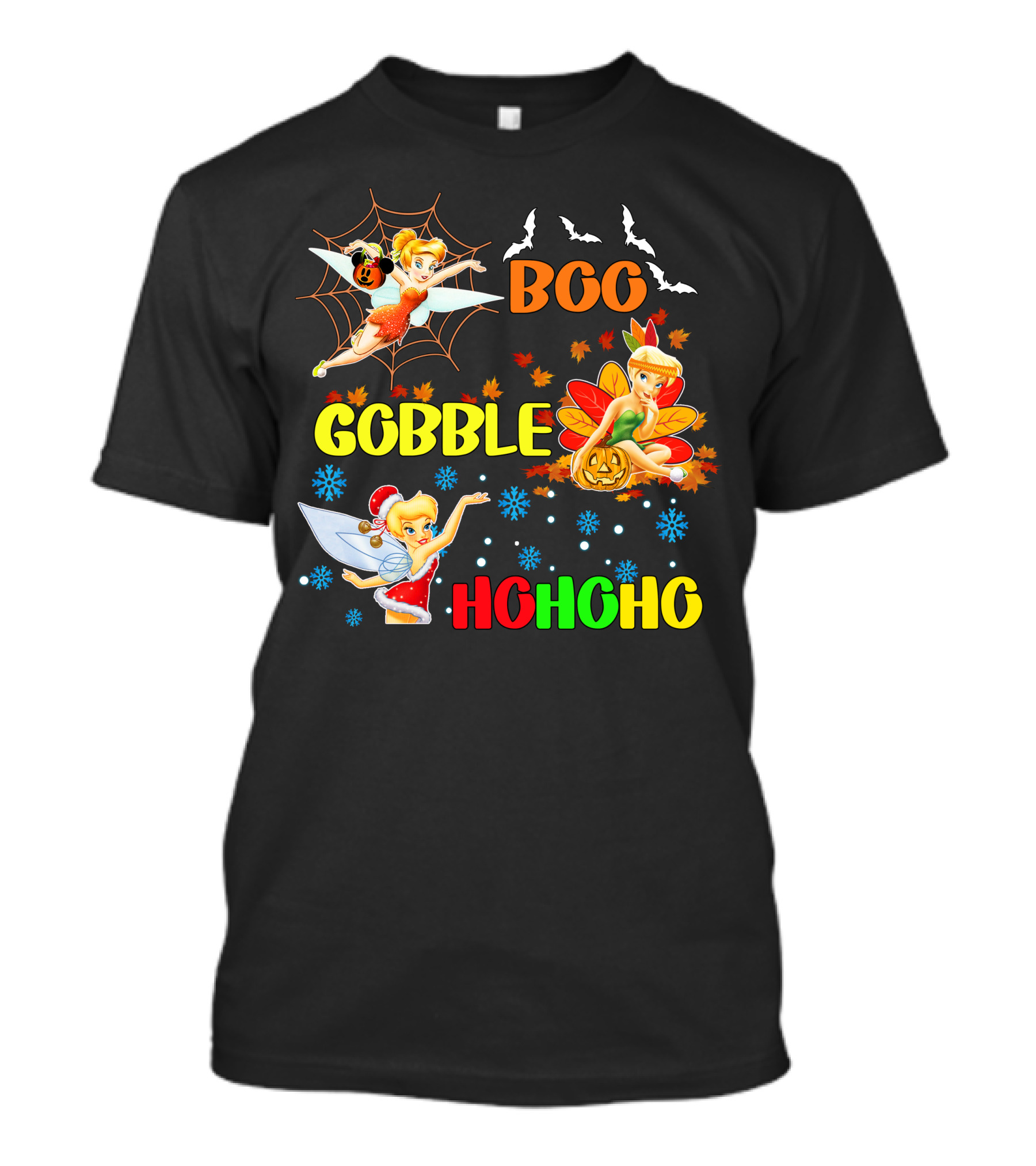 Tinkerbell Boo Gobble HoHoHo HalloThanksMas T-Shirt