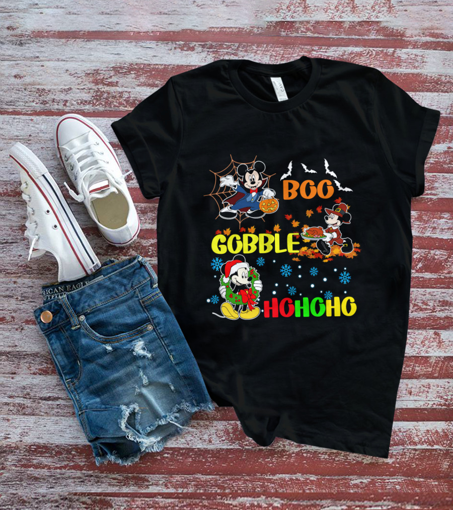 Mickey Boo Gobble HoHoHo T-Shirt