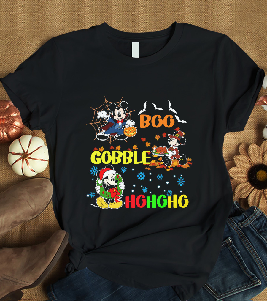 Mickey Boo Gobble HoHoHo T-Shirt
