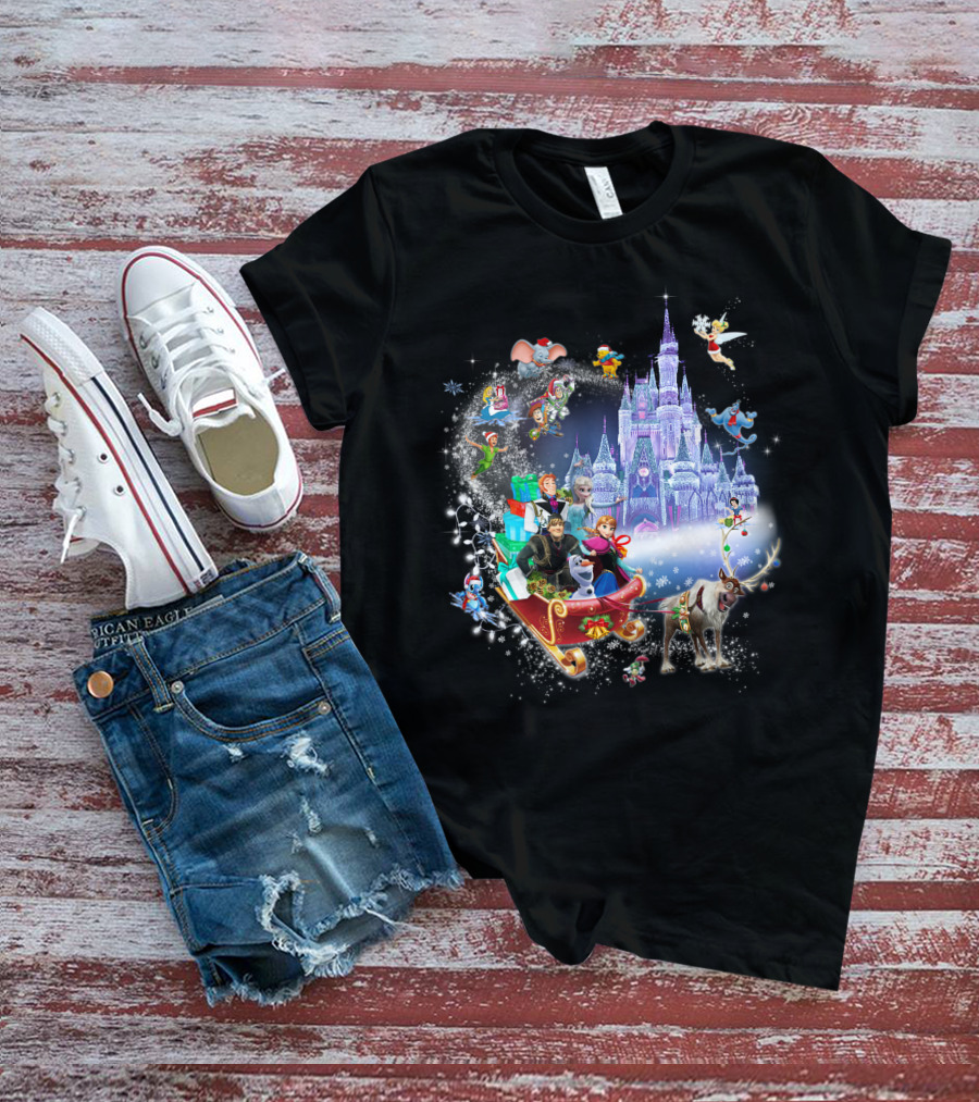 Frozen Disney Christmas Castle Sleigh Ride Adventure T-Shirt