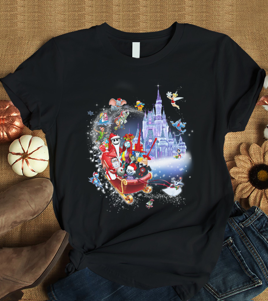 Jack Christmas Nightmare Before Christmas Disney Castle Crossover T-Shirt