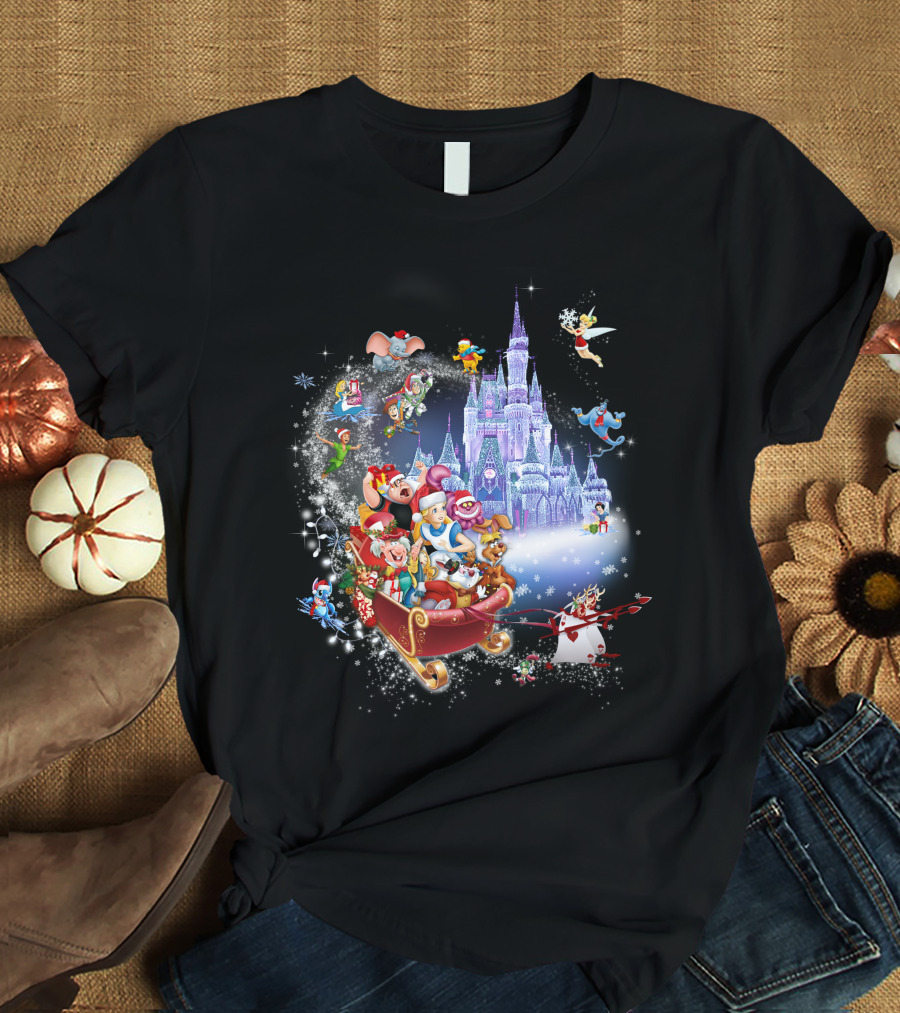 Alice Disney Christmas Wonderland With Castle And Characters T-Shirt