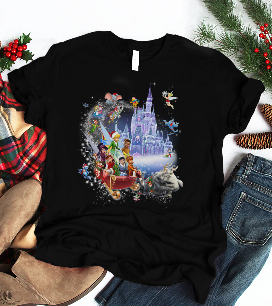 Disney Tinkerbell And Friends Christmas Castle Holiday Magic Adventure T-Shirt