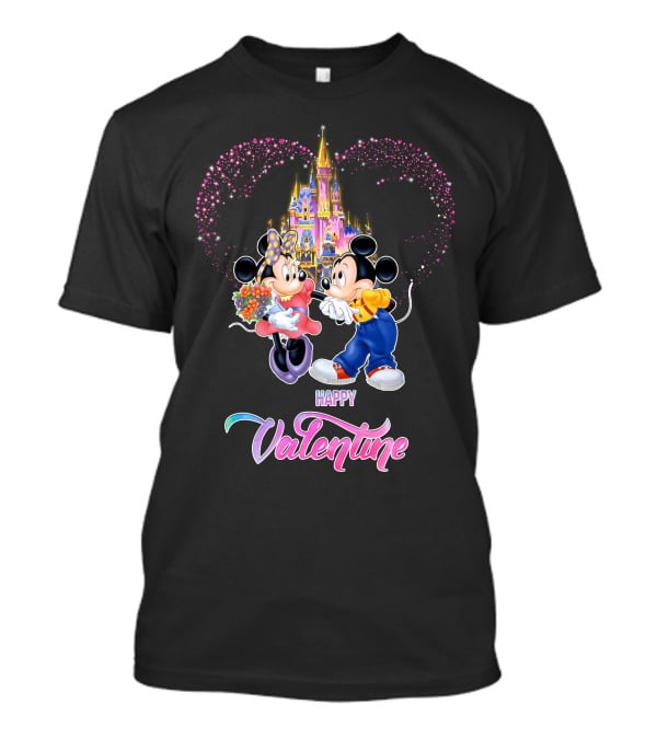Mickey Minnie Happy Valentine Castle Heart T-Shirt