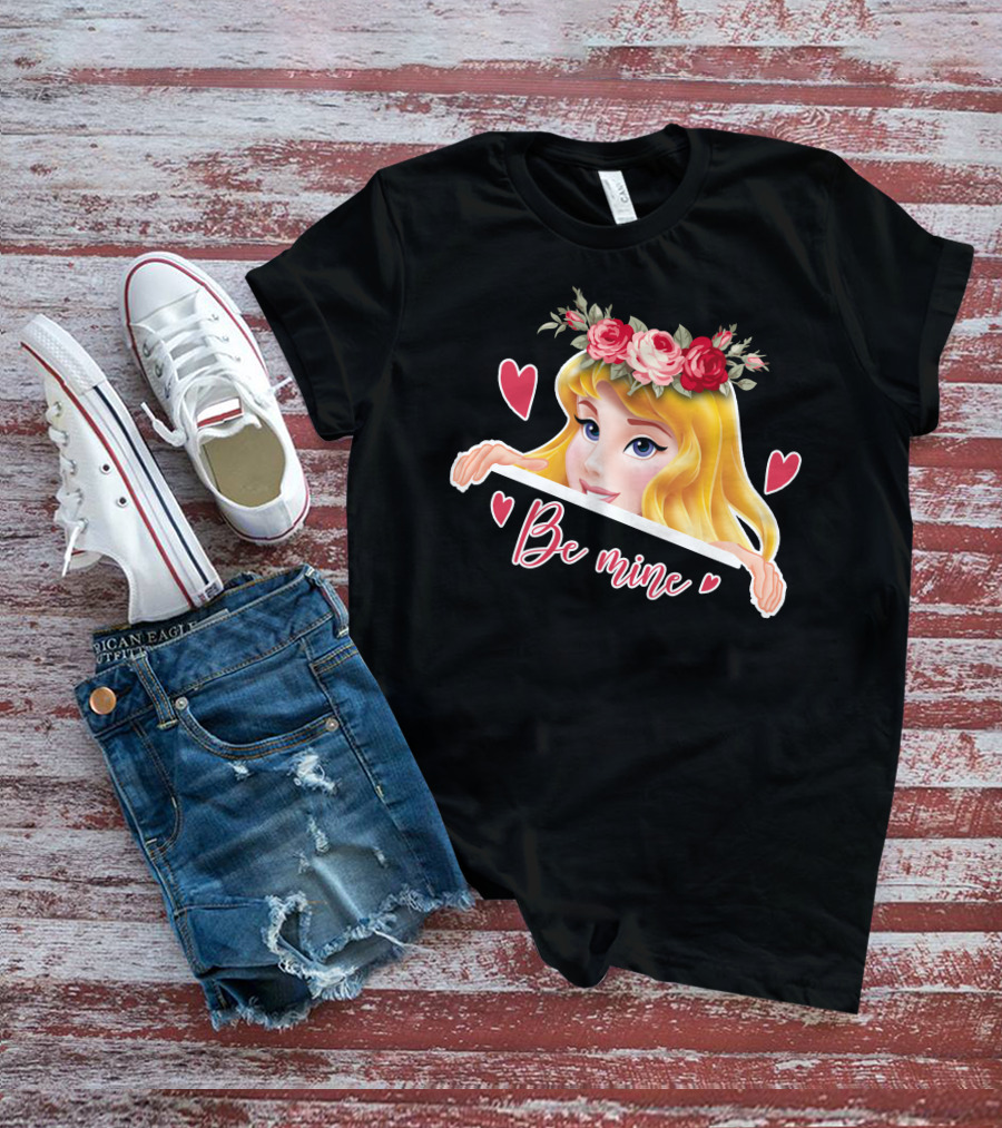 Be Mine Aurora Flower Crown Hearts T-Shirt