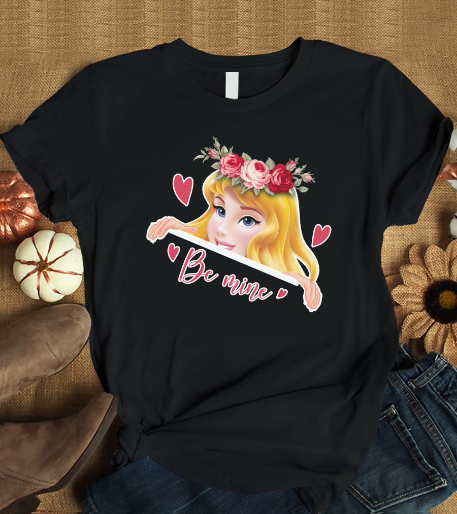 Be Mine Aurora Flower Crown Hearts T-Shirt