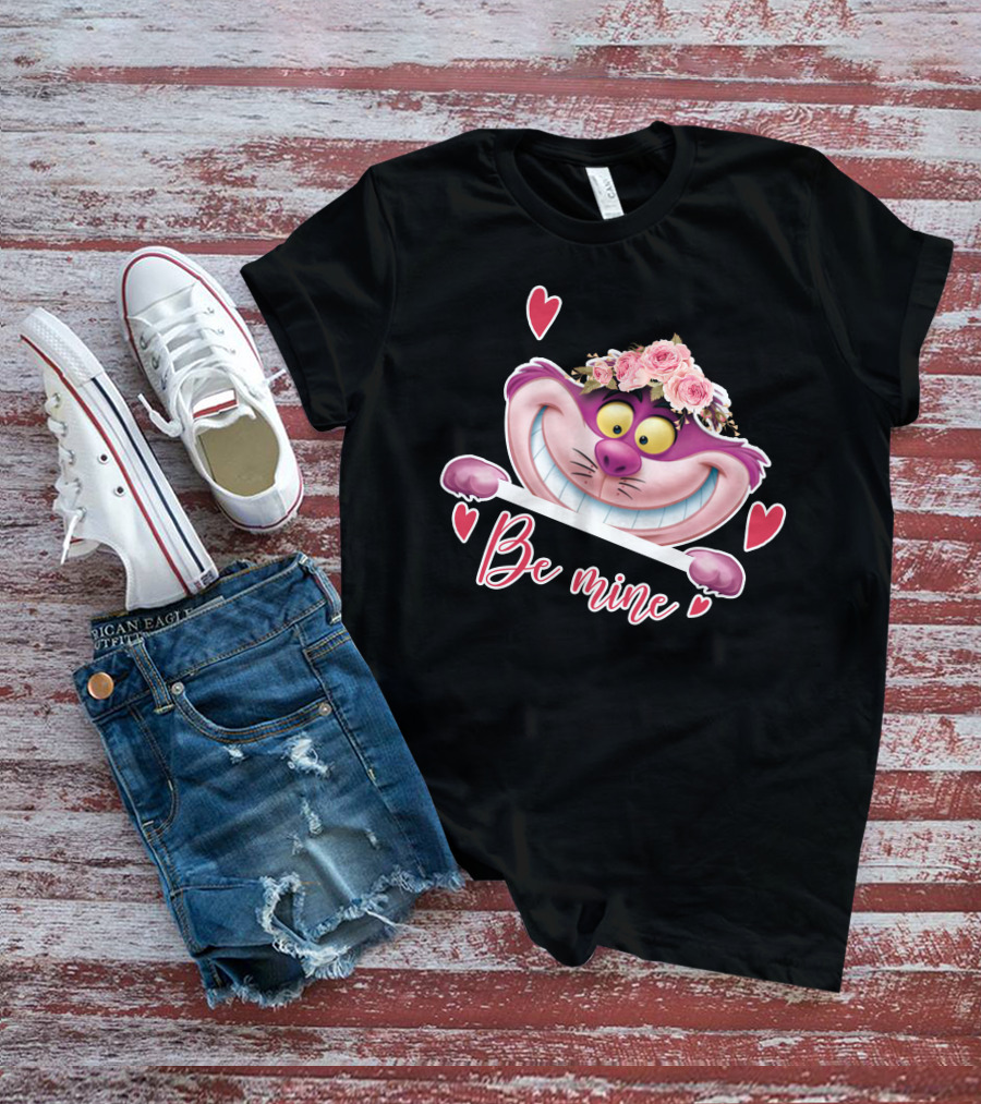 Cheshire Be Mine Valentine's Day Flower Crown Hearts T-Shirt