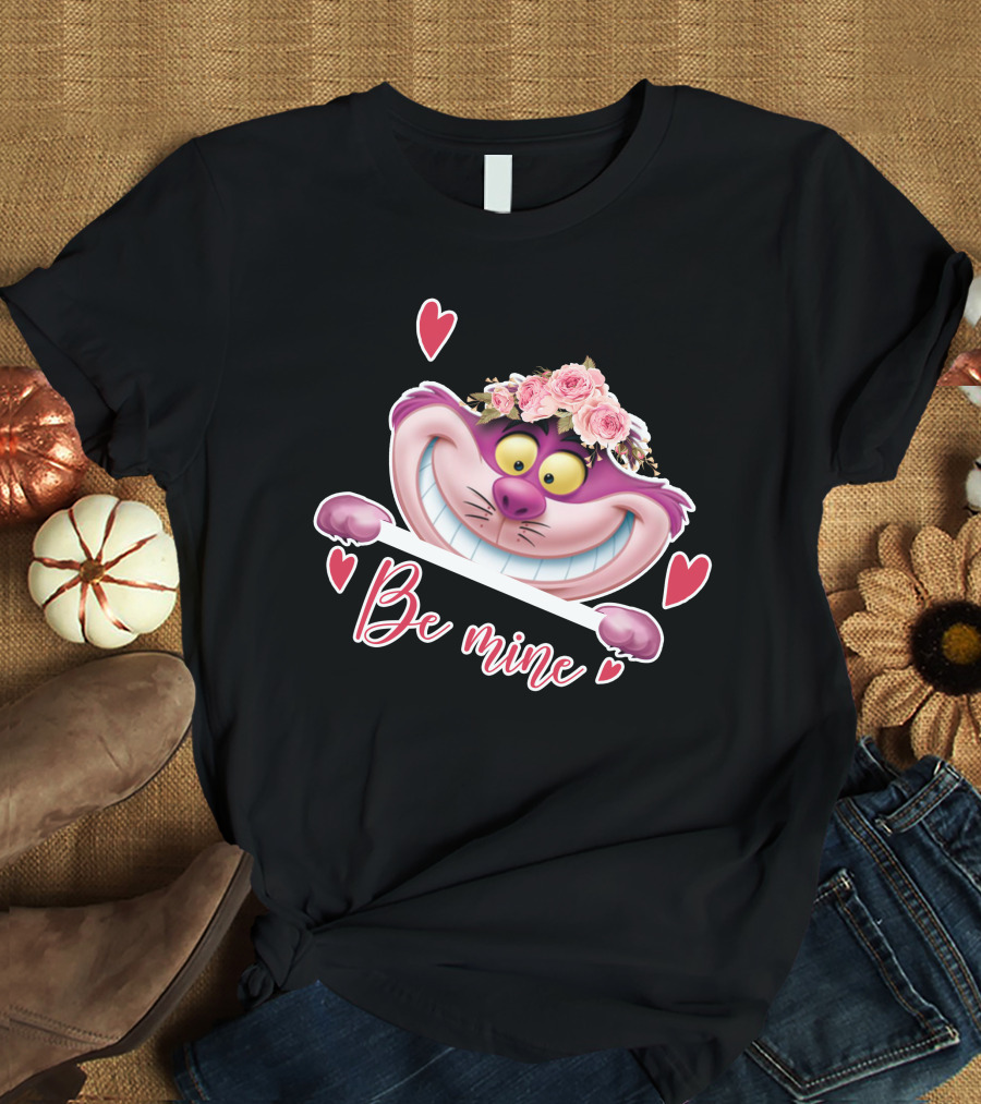Cheshire Be Mine Valentine's Day Flower Crown Hearts T-Shirt