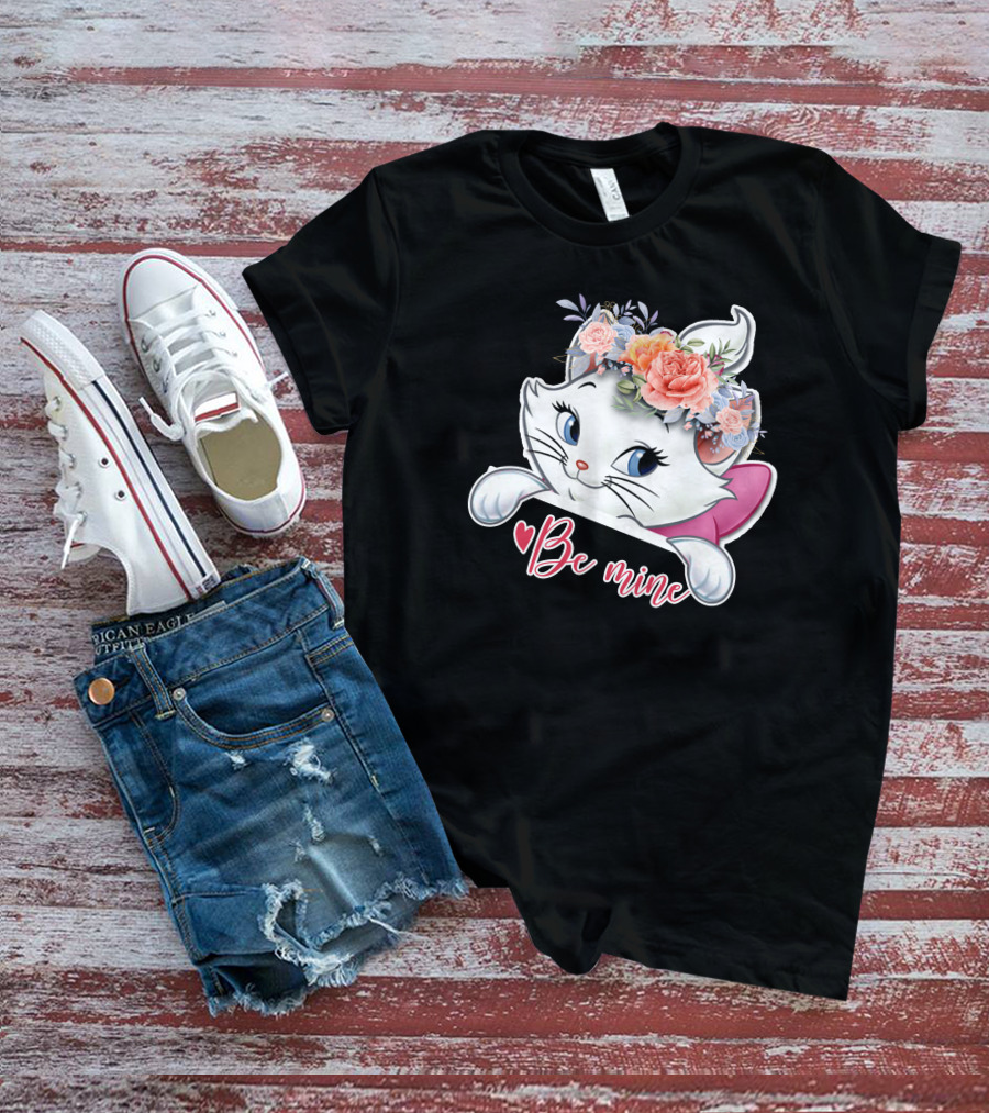 Marie Cat Be Mine Floral Headband T-Shirt