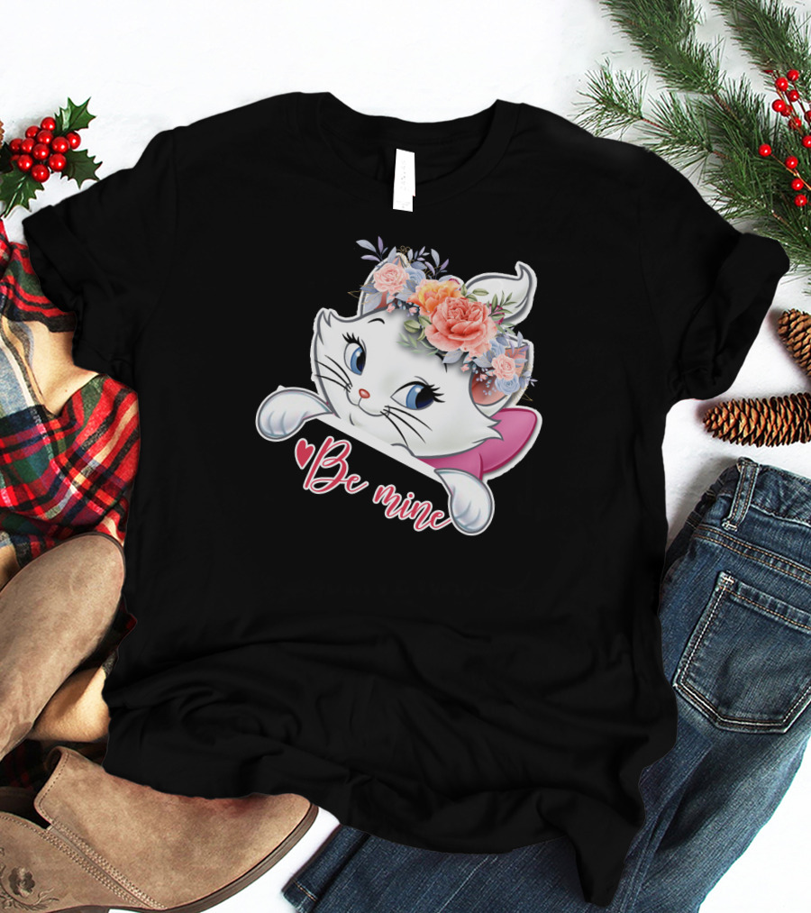 Marie Cat Be Mine Floral Headband T-Shirt