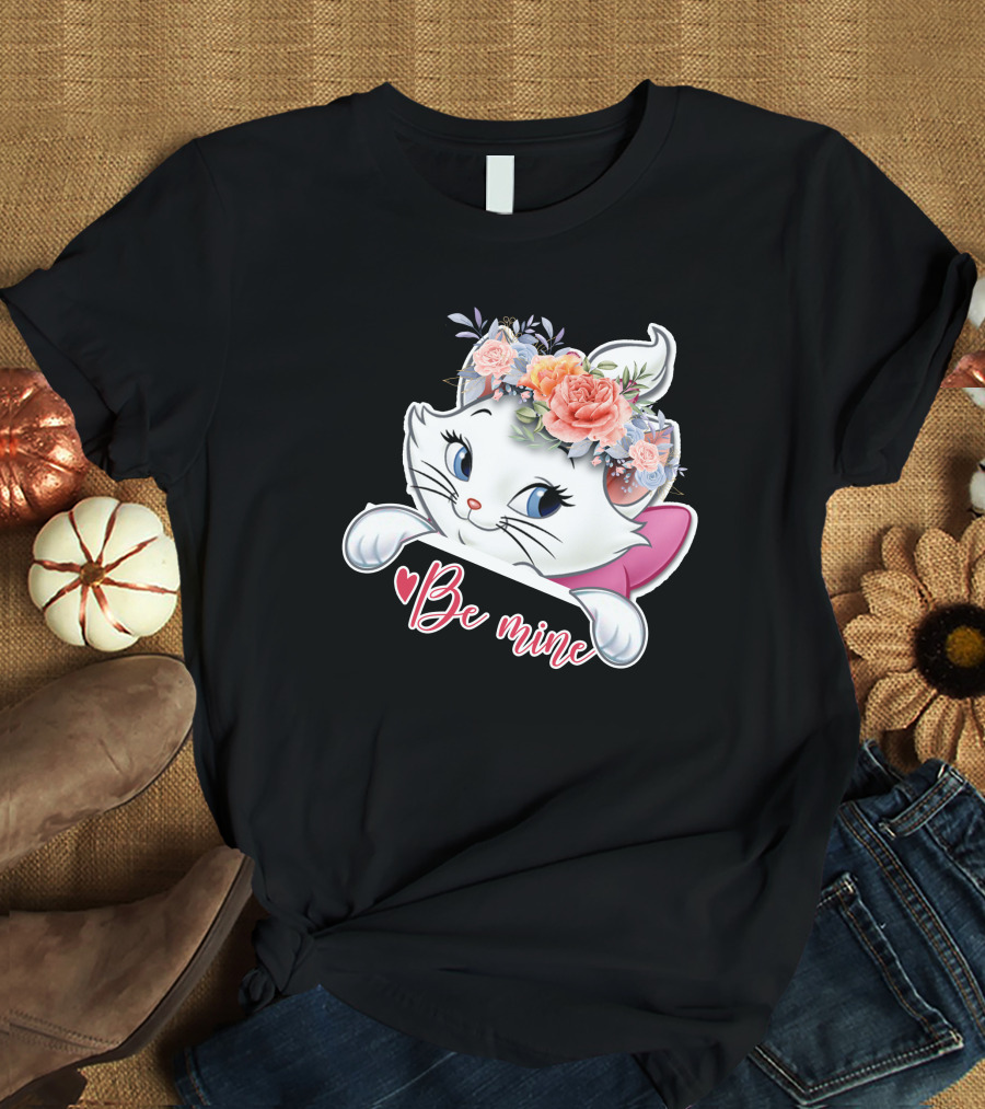 Marie Cat Be Mine Floral Headband T-Shirt