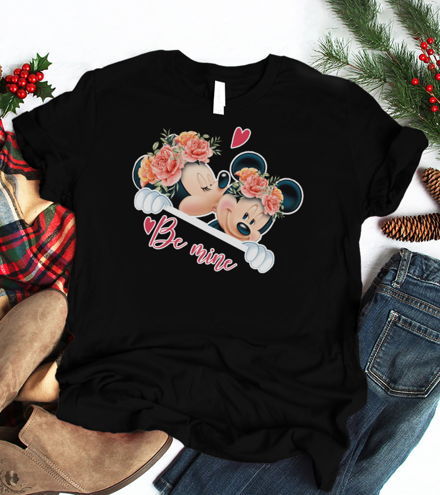 Mickey Minnie Be Mine Floral Romance T-Shirt