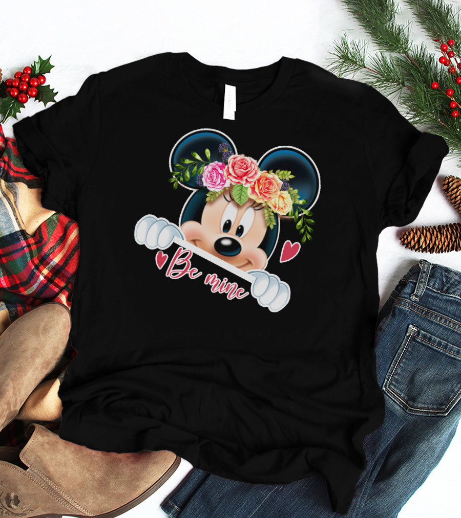 Minnie Mouse Be Mine Floral Hearts T-Shirt