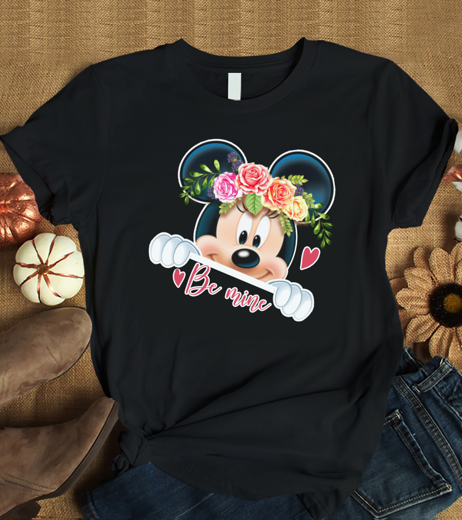 Minnie Mouse Be Mine Floral Hearts T-Shirt