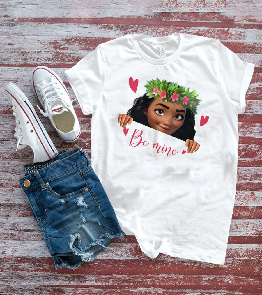 Moana Valentine's Be Mine Hearts Floral Crown T-Shirt
