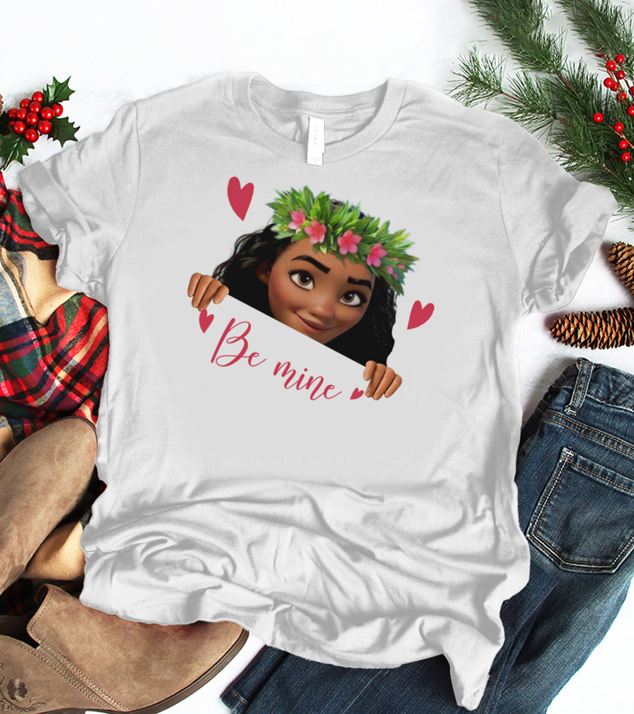Moana Valentine's Be Mine Hearts Floral Crown T-Shirt