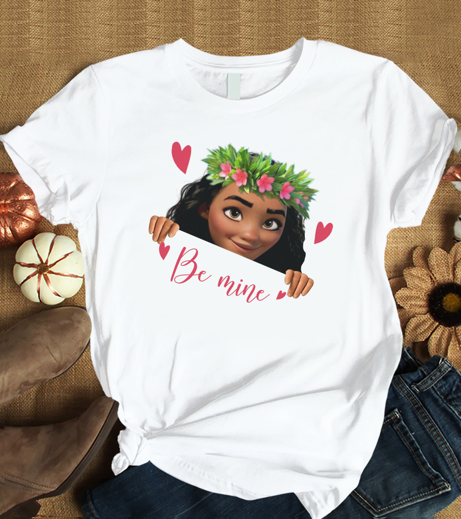 Moana Valentine's Be Mine Hearts Floral Crown T-Shirt