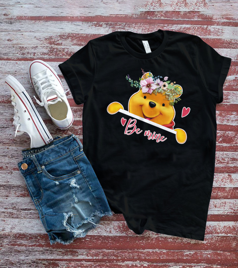 Be Mine Pooh Floral Heart T-Shirt