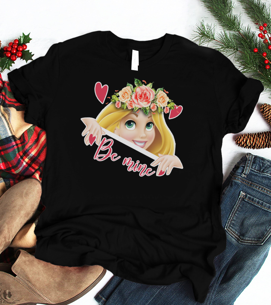 Rapunzel Floral Be Mine Valentines Hearts T-Shirt