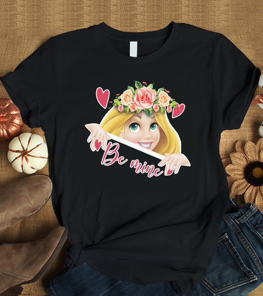 Rapunzel Floral Be Mine Valentines Hearts T-Shirt