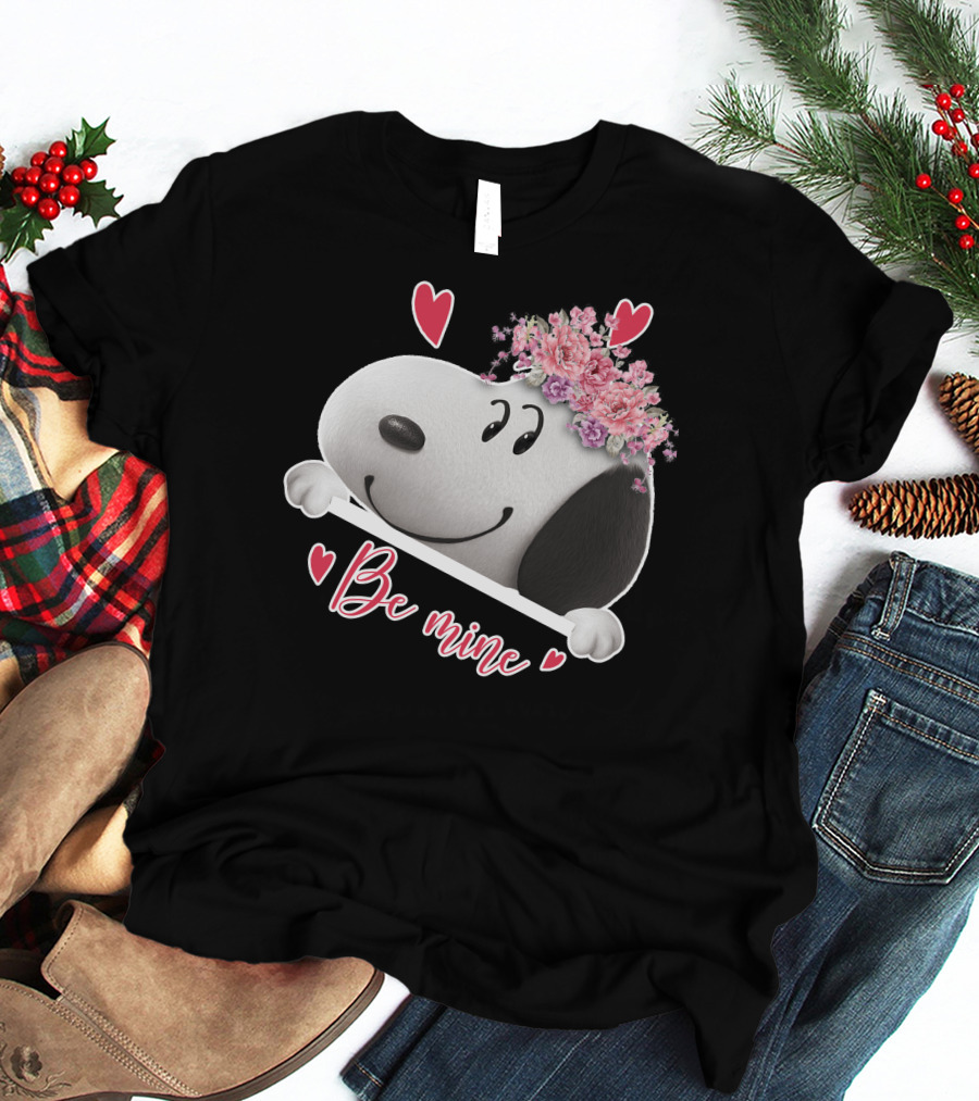 Snoopy Be Mine Hearts And Flowers T-Shirt
