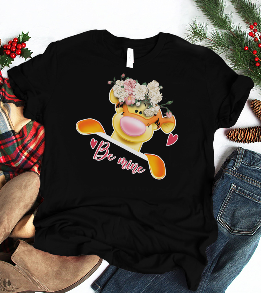 Tigger Be Mine With Flower Crown Valentine's Hearts T-Shirt