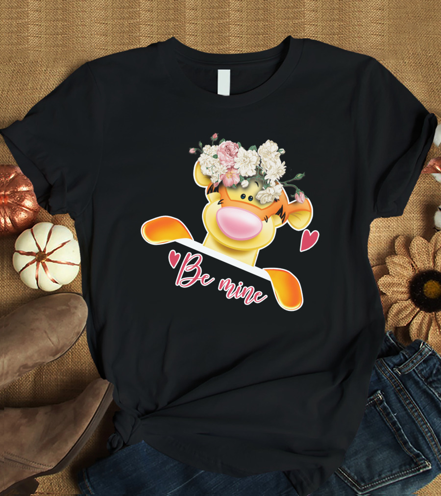 Tigger Be Mine With Flower Crown Valentine's Hearts T-Shirt