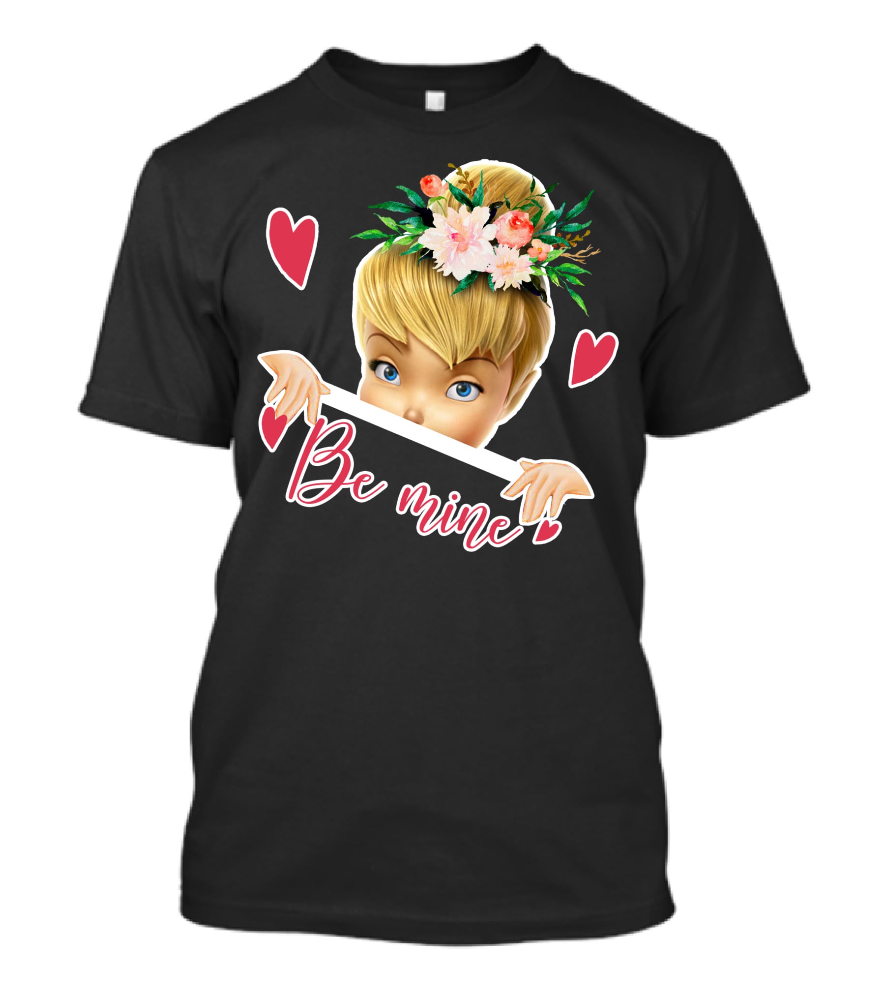 Tinkerbell Be Mine Valentine's Day Hearts Floral Crown T-Shirt