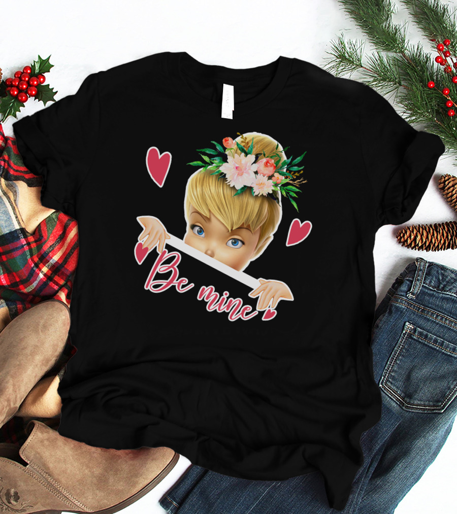 Tinkerbell Be Mine Valentine's Day Hearts Floral Crown T-Shirt