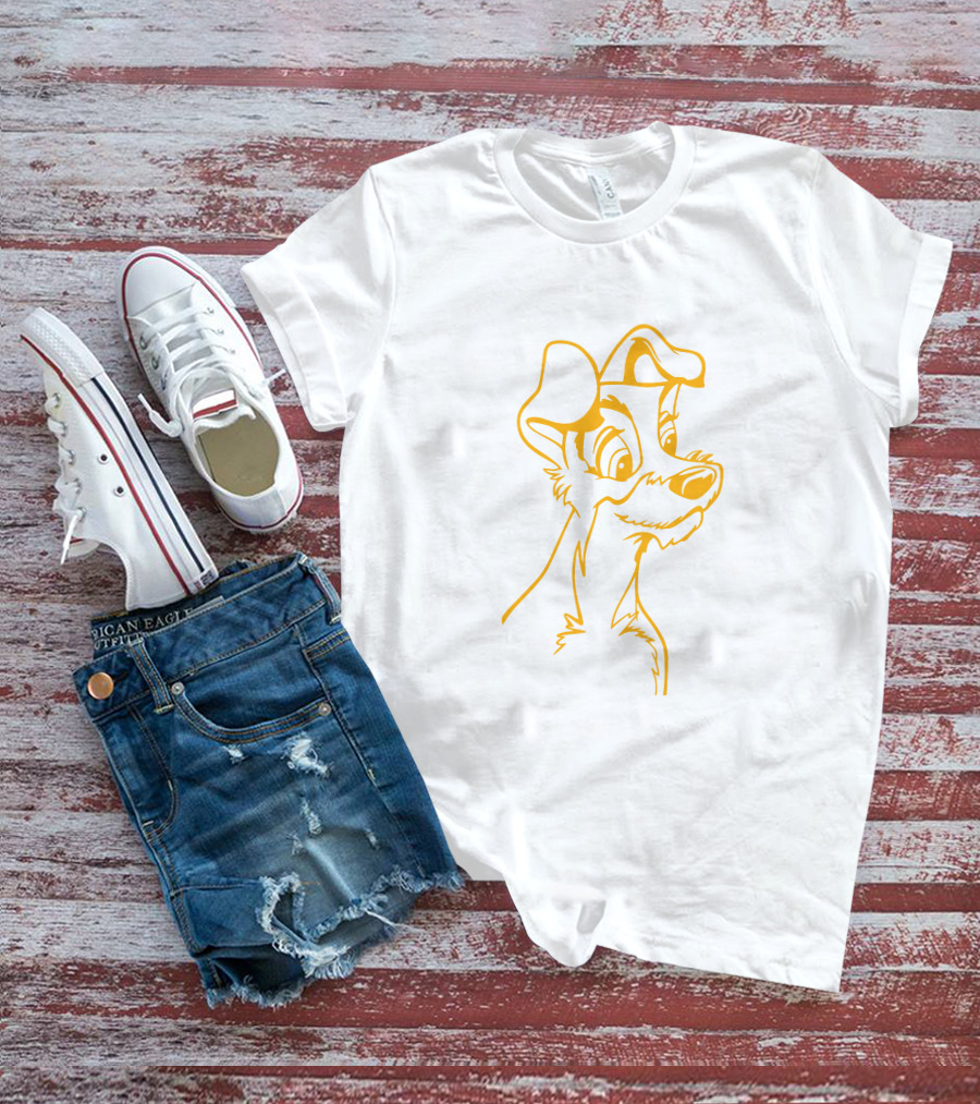 The Tramp Disney Outline Drawing T-Shirt
