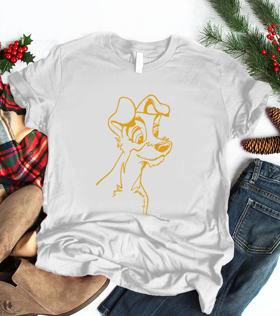 The Tramp Disney Outline Drawing T-Shirt