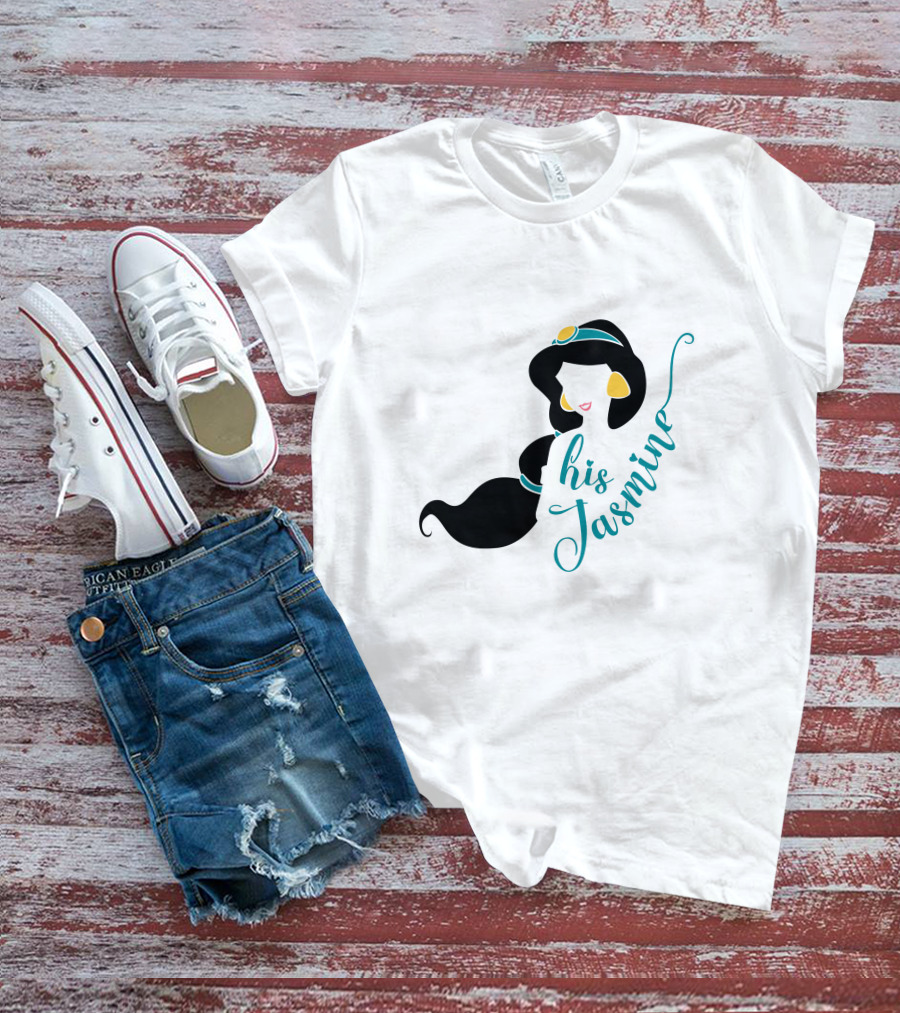 His Jasmine Princess Silhouette With Long Hair And Gold Accessories T-Shirt