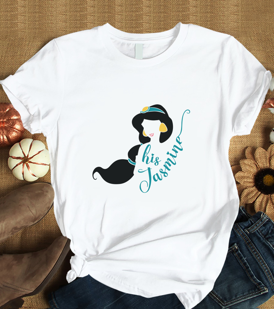 His Jasmine Princess Silhouette With Long Hair And Gold Accessories T-Shirt