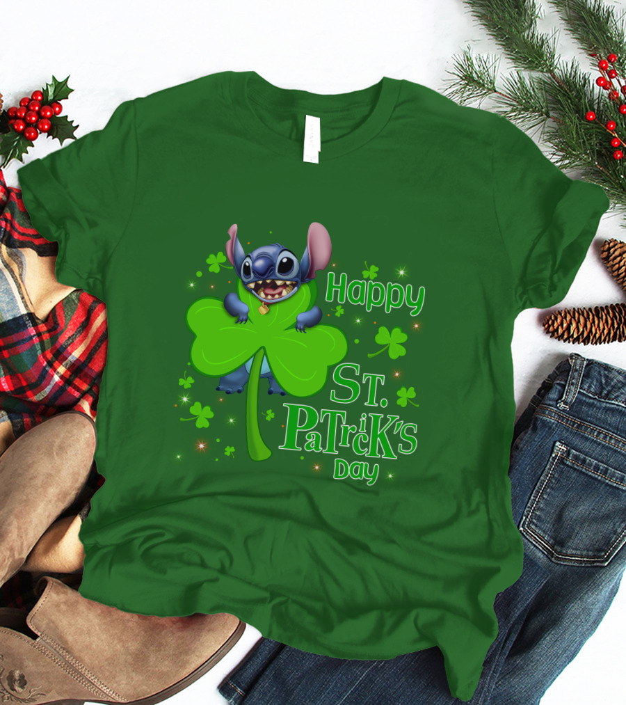Happy St. Patrick's Day Stitch Shamrock T-Shirt
