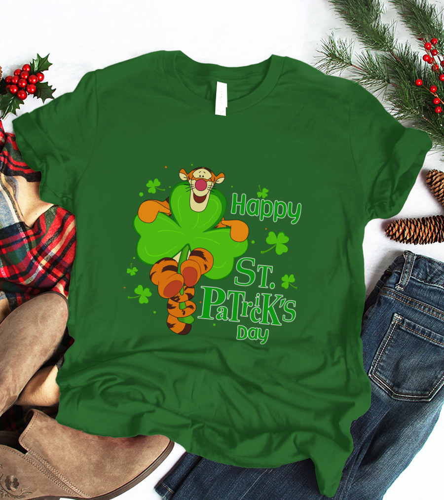 Tigger Happy St. Patrick's Day Shamrock T-Shirt