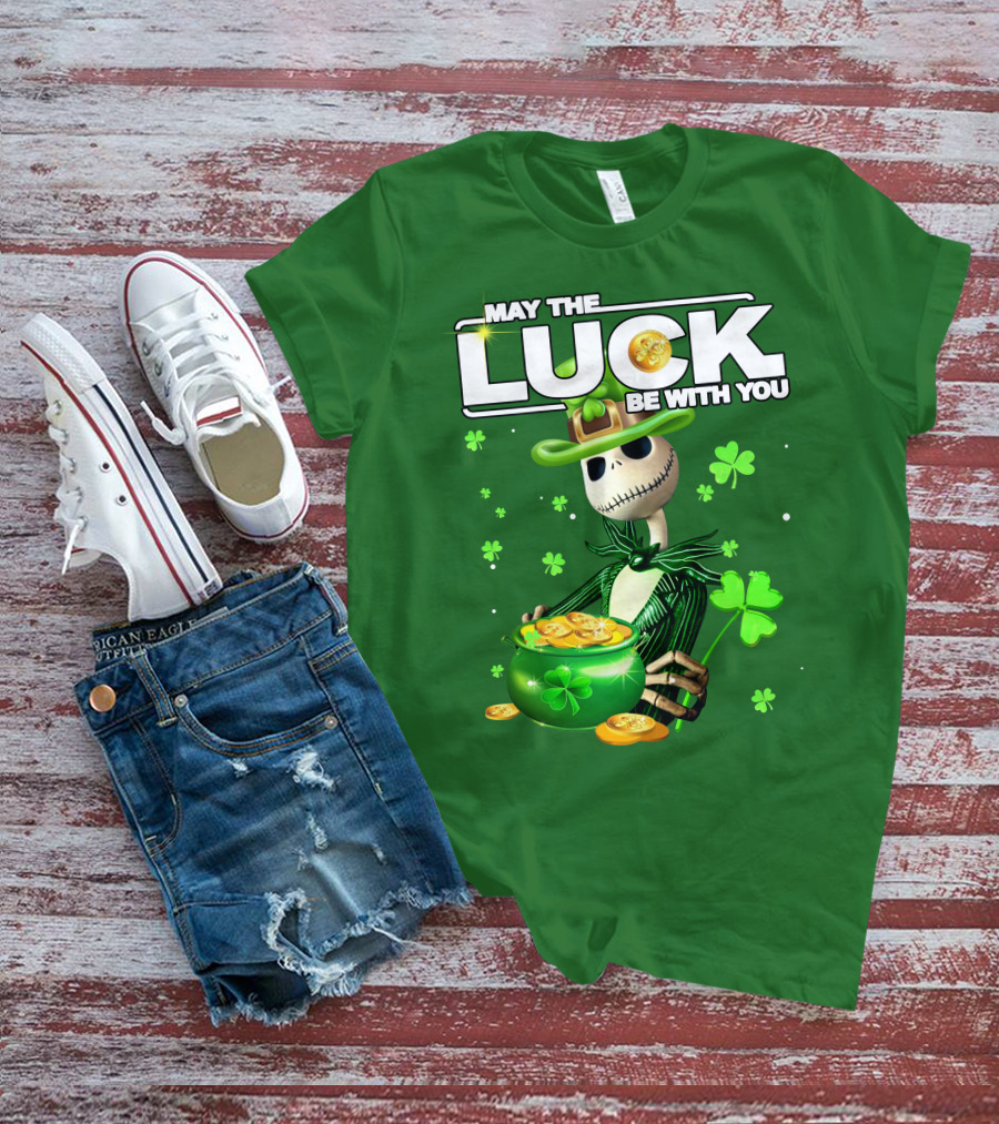 MAY THE LUCK BE WITH YOU St. Patrick's Day Jack Skellington Coin Pot T-Shirt