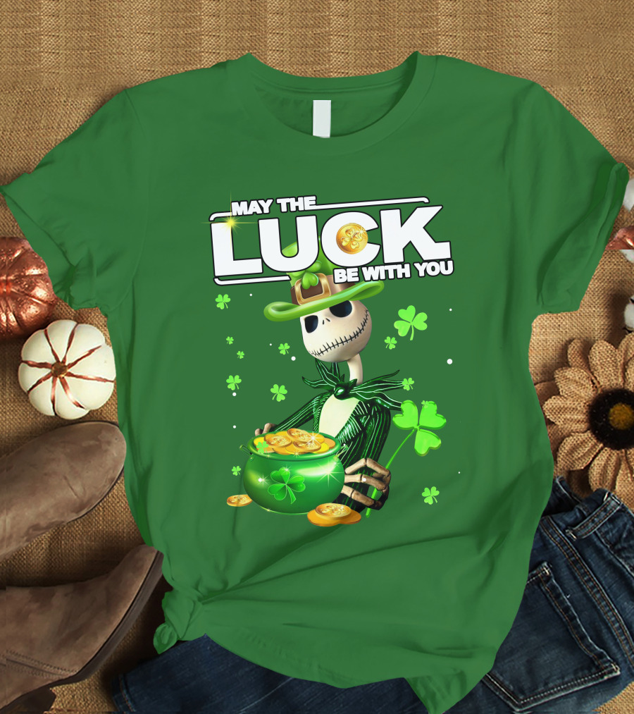MAY THE LUCK BE WITH YOU St. Patrick's Day Jack Skellington Coin Pot T-Shirt