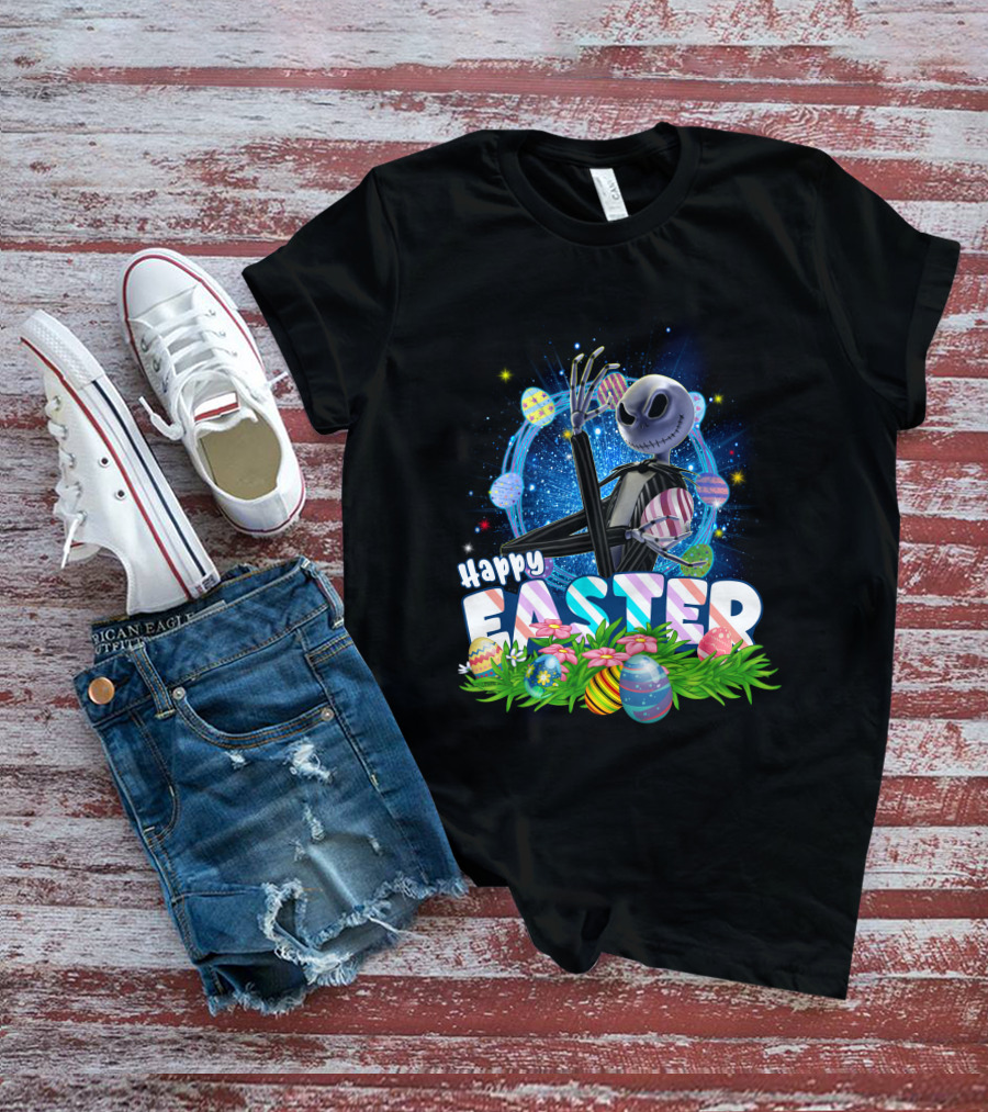 Jack Happy Easter With Eggs And Flowers T-Shirt