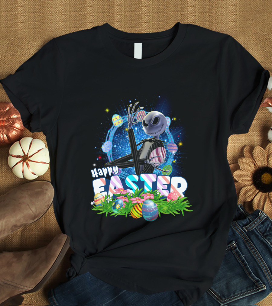 Jack Happy Easter With Eggs And Flowers T-Shirt
